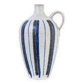 Blue Ceramic Vase by Friedel for PGH Bürgel, Mid-Century Keramik, 1960s, Hand-Painted Stripes