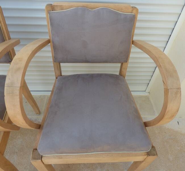 2 chic mustache bridge armchairs from the 50s, fully restored