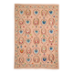 Salmon pink suzani kilim rug with embroidered patterns