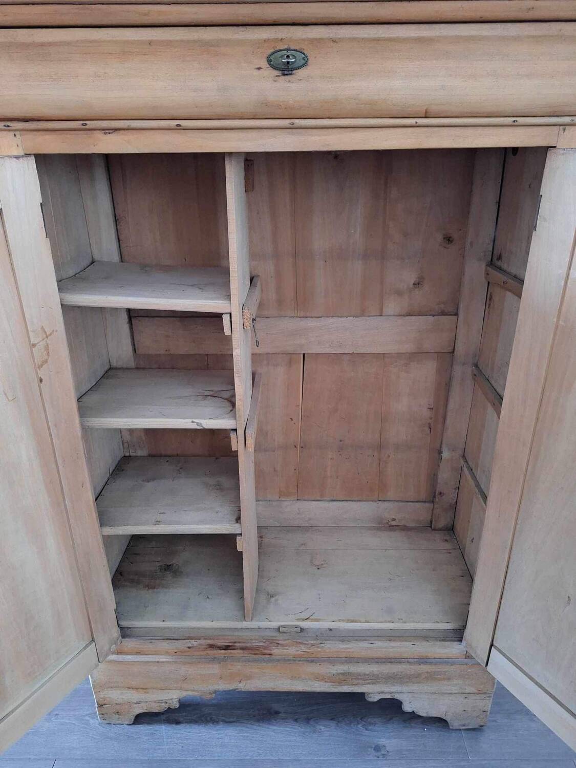 Large vintage linen cabinet, old Parisian buffet furniture, wardrobe