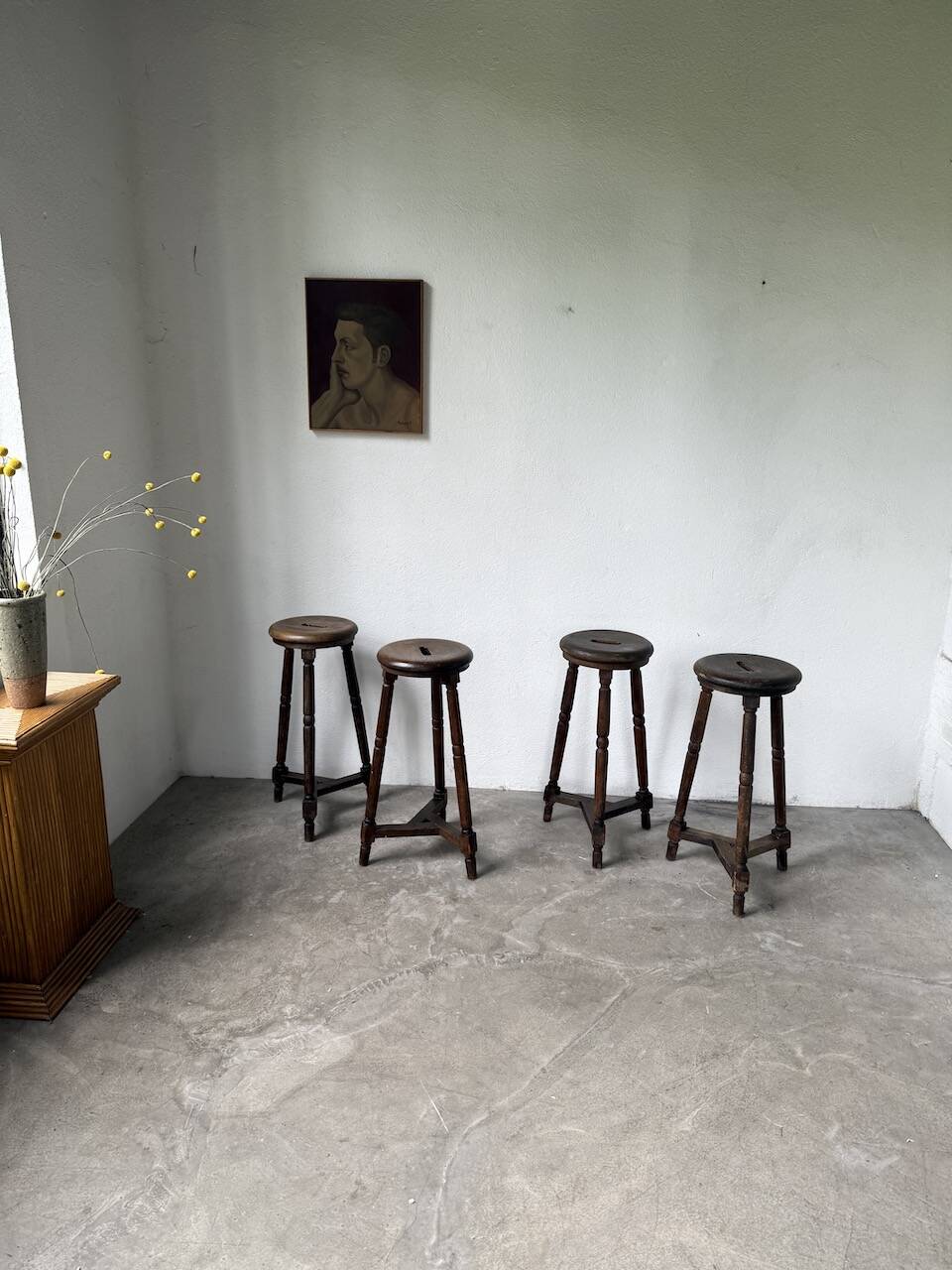 Oak bistro stools 1950