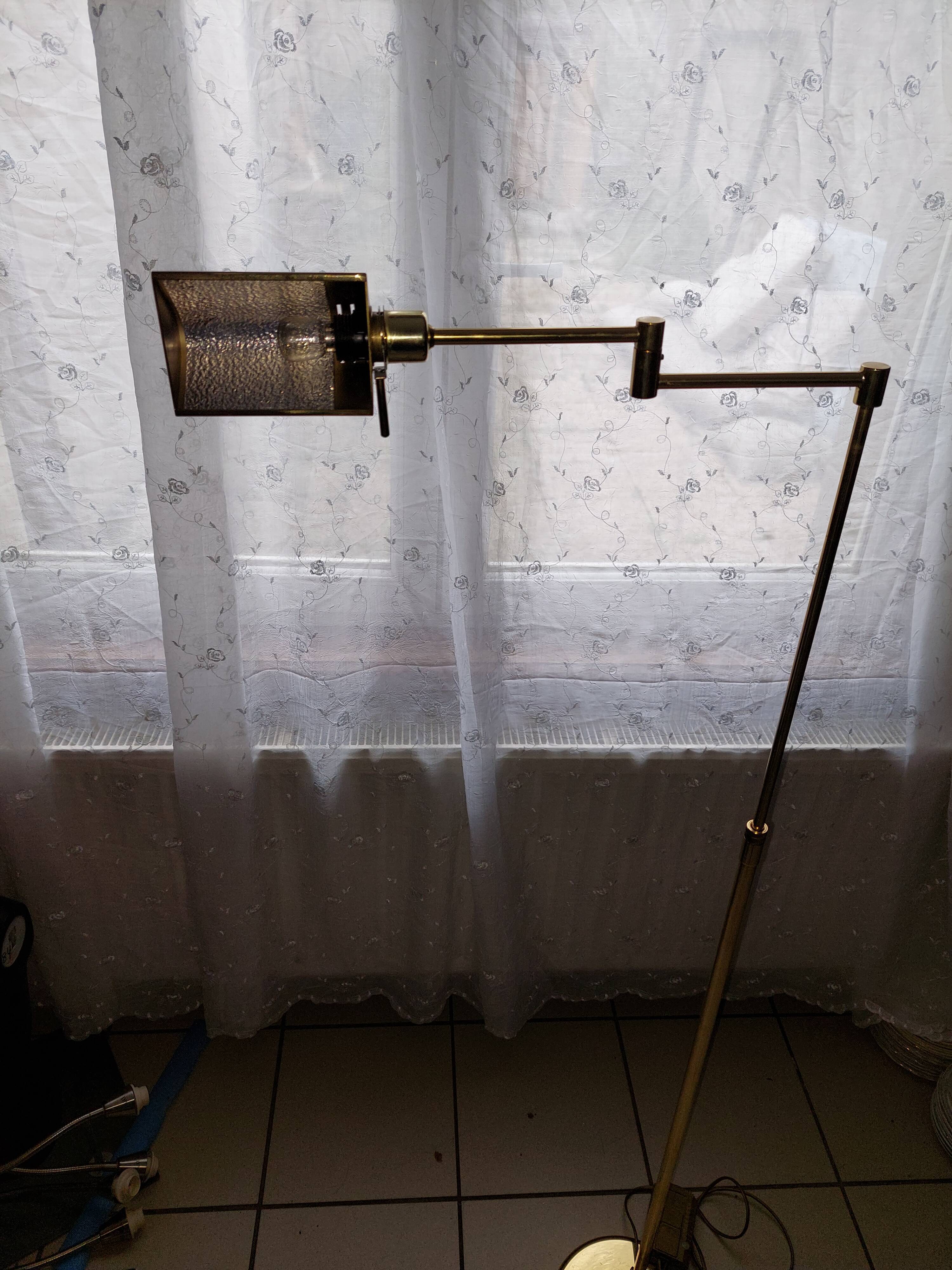 Vintage brass e-reader floor lamp