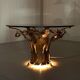 Illuminated brutalist coffee table dark brass 1960’s