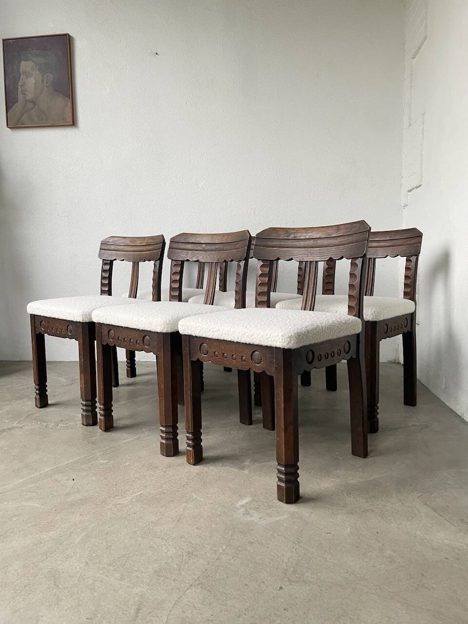 Set of 6 brutalist chairs from the 1940s