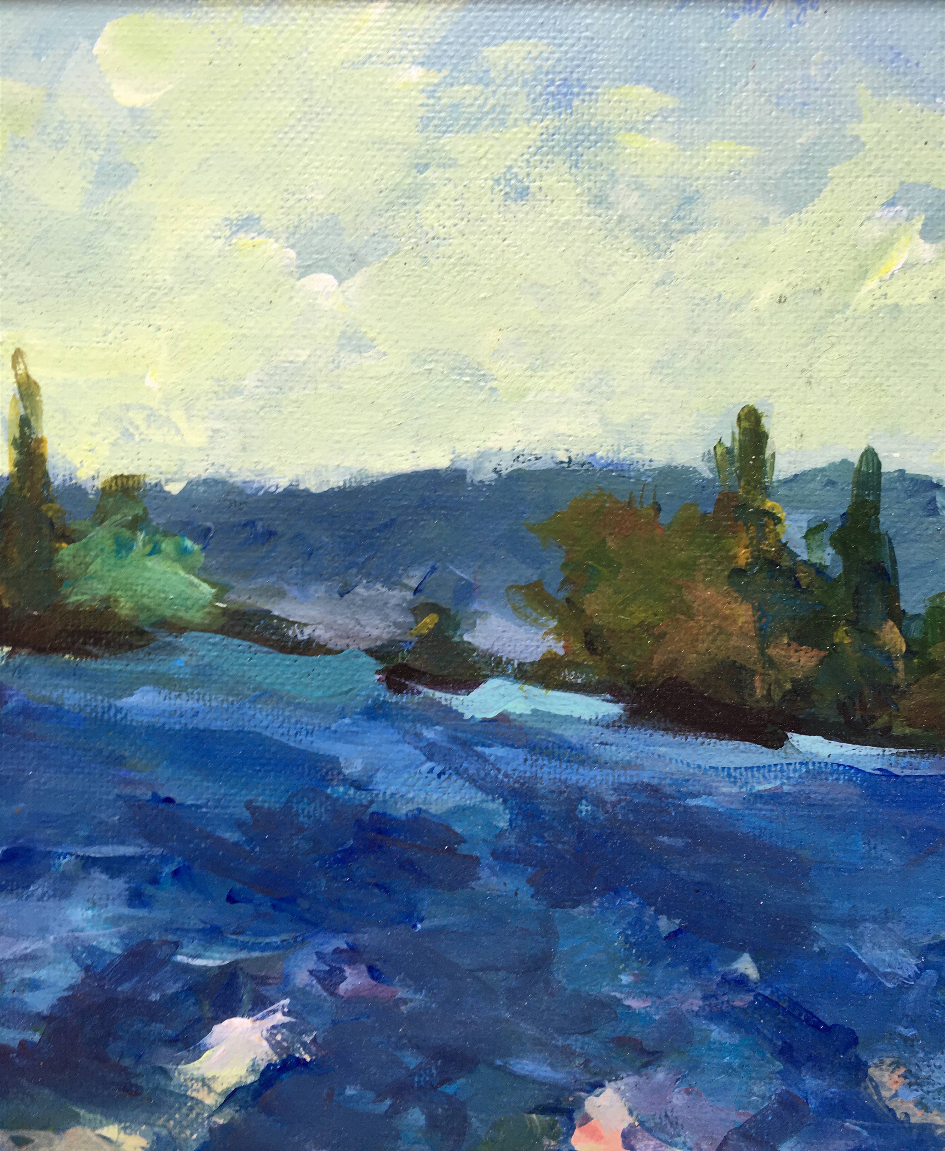 Impressionist Post-Print Painting "The Lavenders" by Lylliane Coiffard - Frame