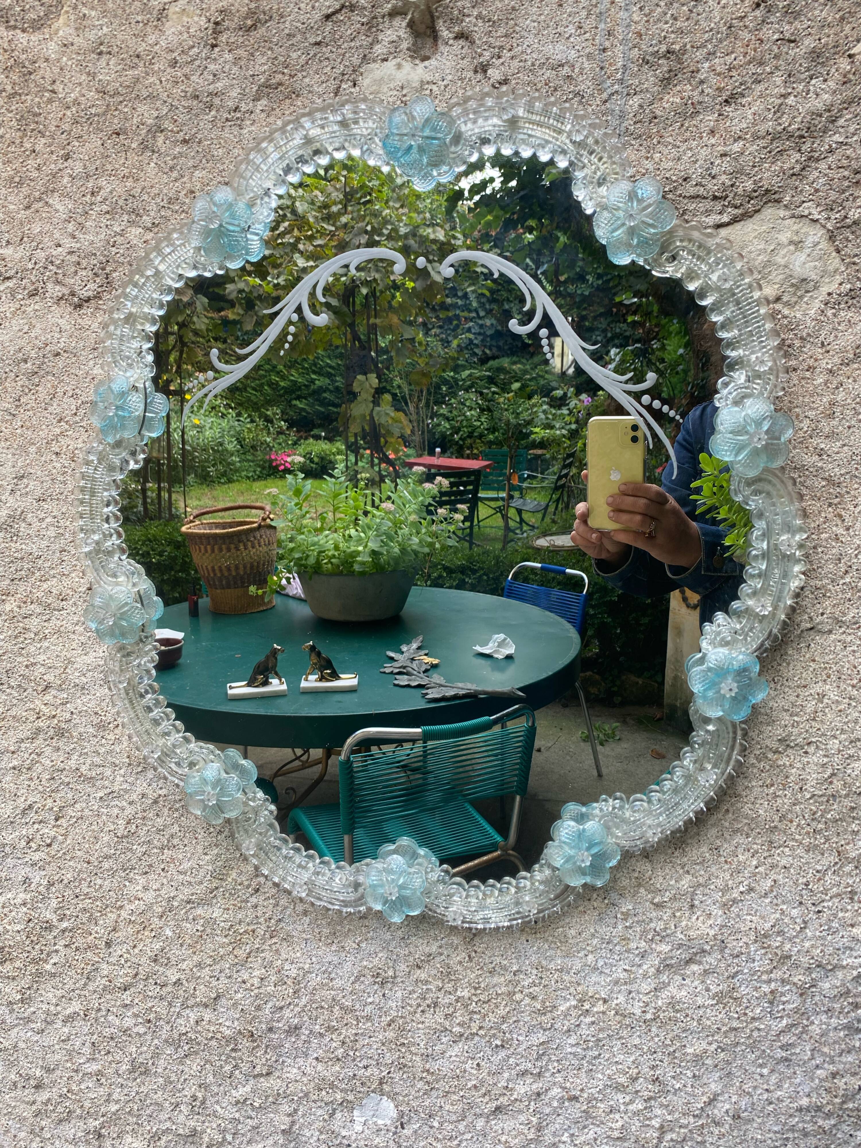 Venetian mirror Murano 1950 53x58cm