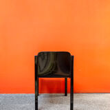 Pair of chairs in black lacquered wood Italy 70s