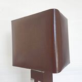 Lampe en métal chromé et simili-cuir marron, 1970