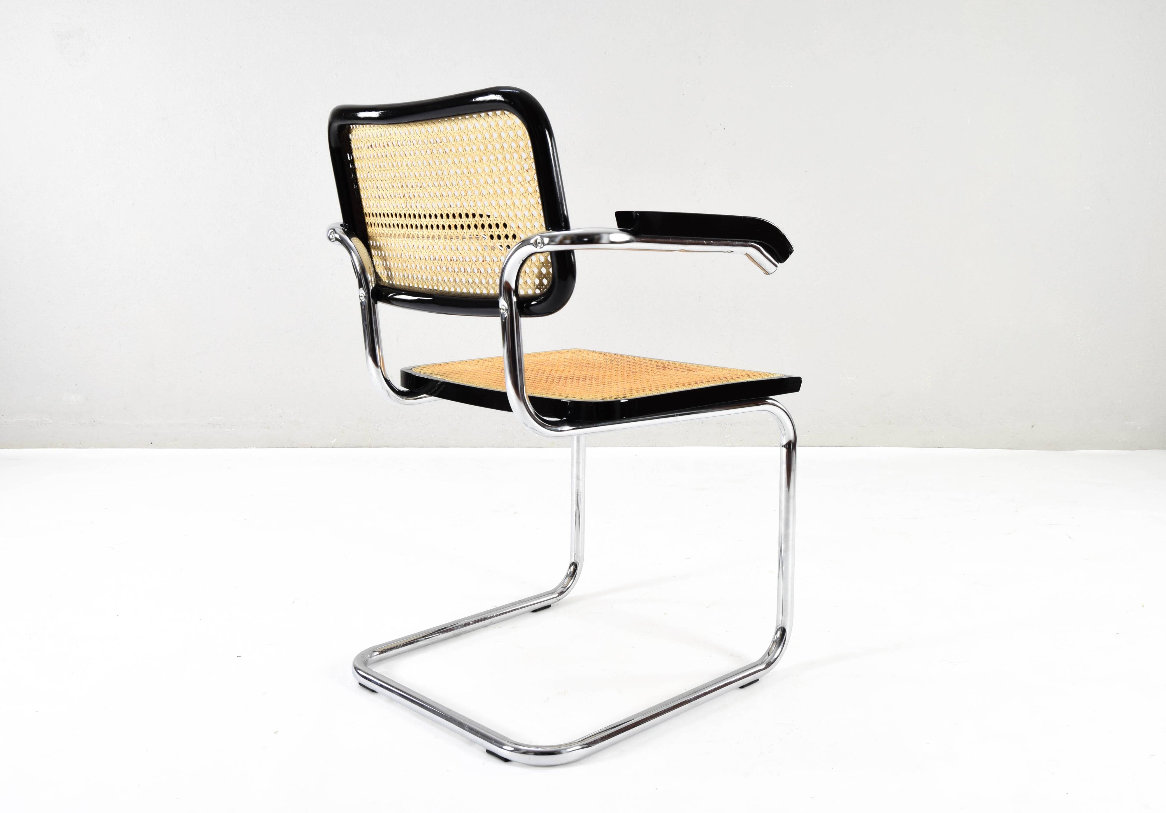 Set of Four Mid-Century Italian Modern Marcel Breuer B64 Cesca Chairs, 1970