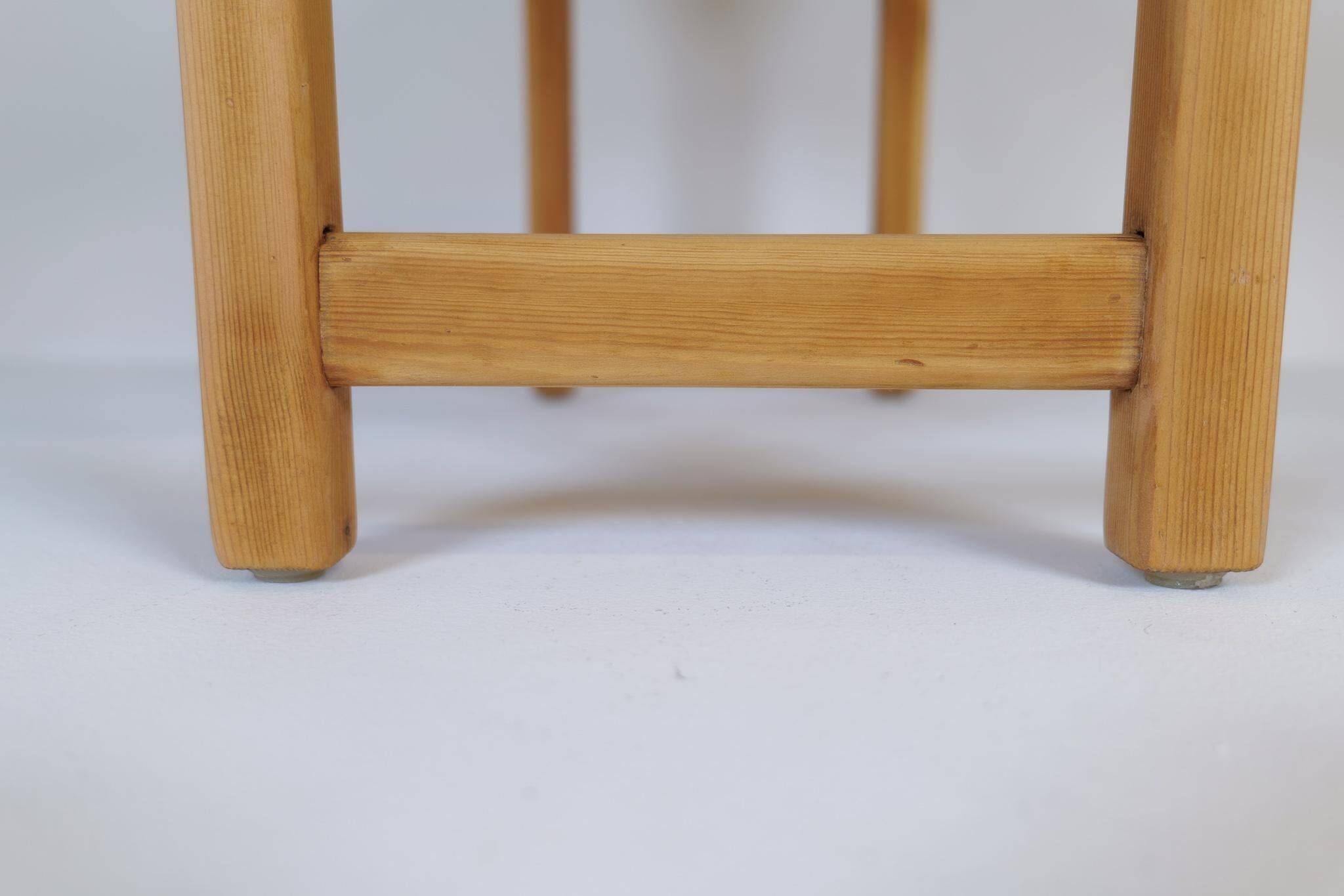 Modern Scandinavian stool in pine and sheepskin, Sweden, 1970s