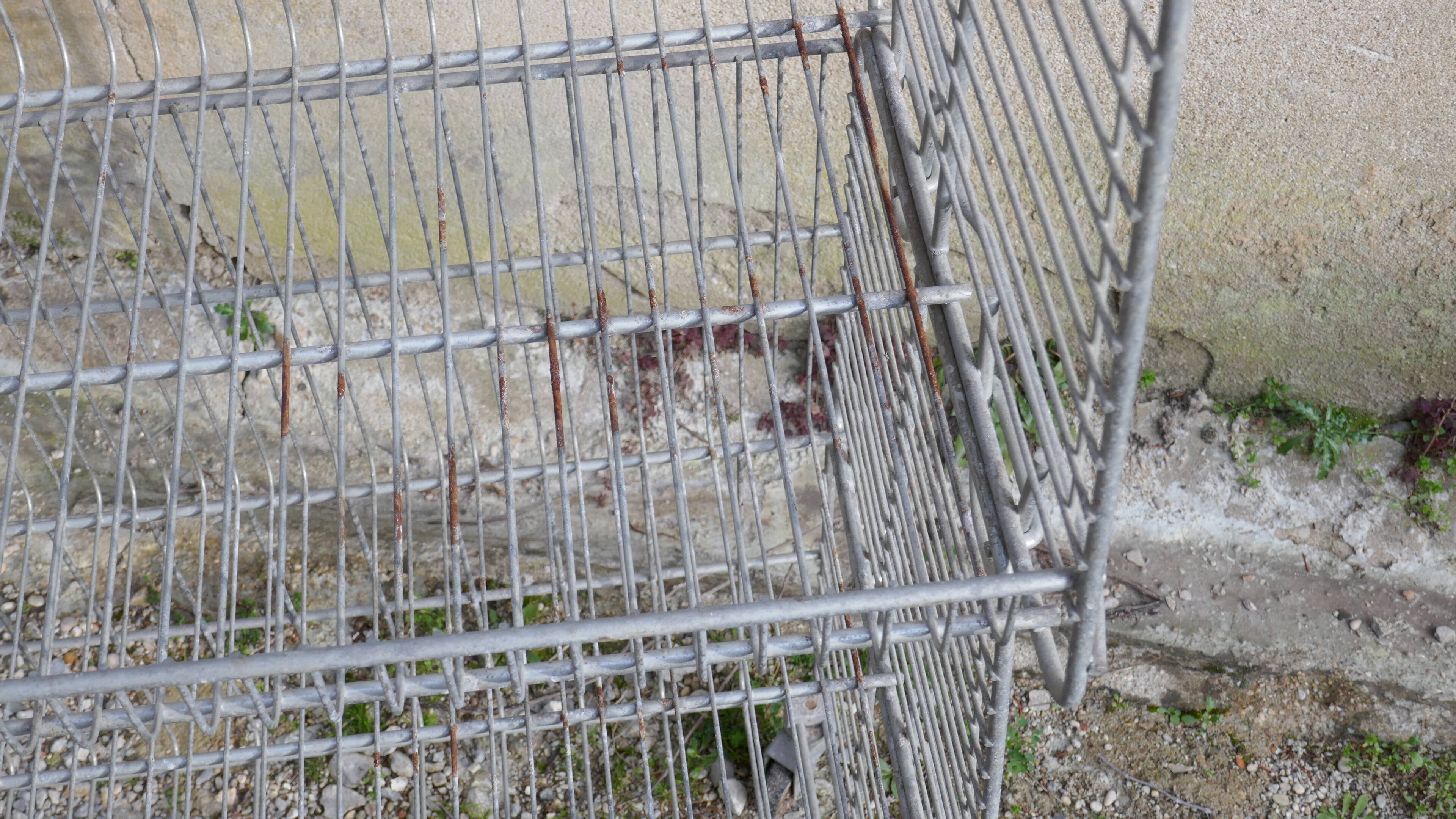 Rolling vintage store metal shelf
