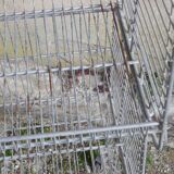 Rolling vintage store metal shelf