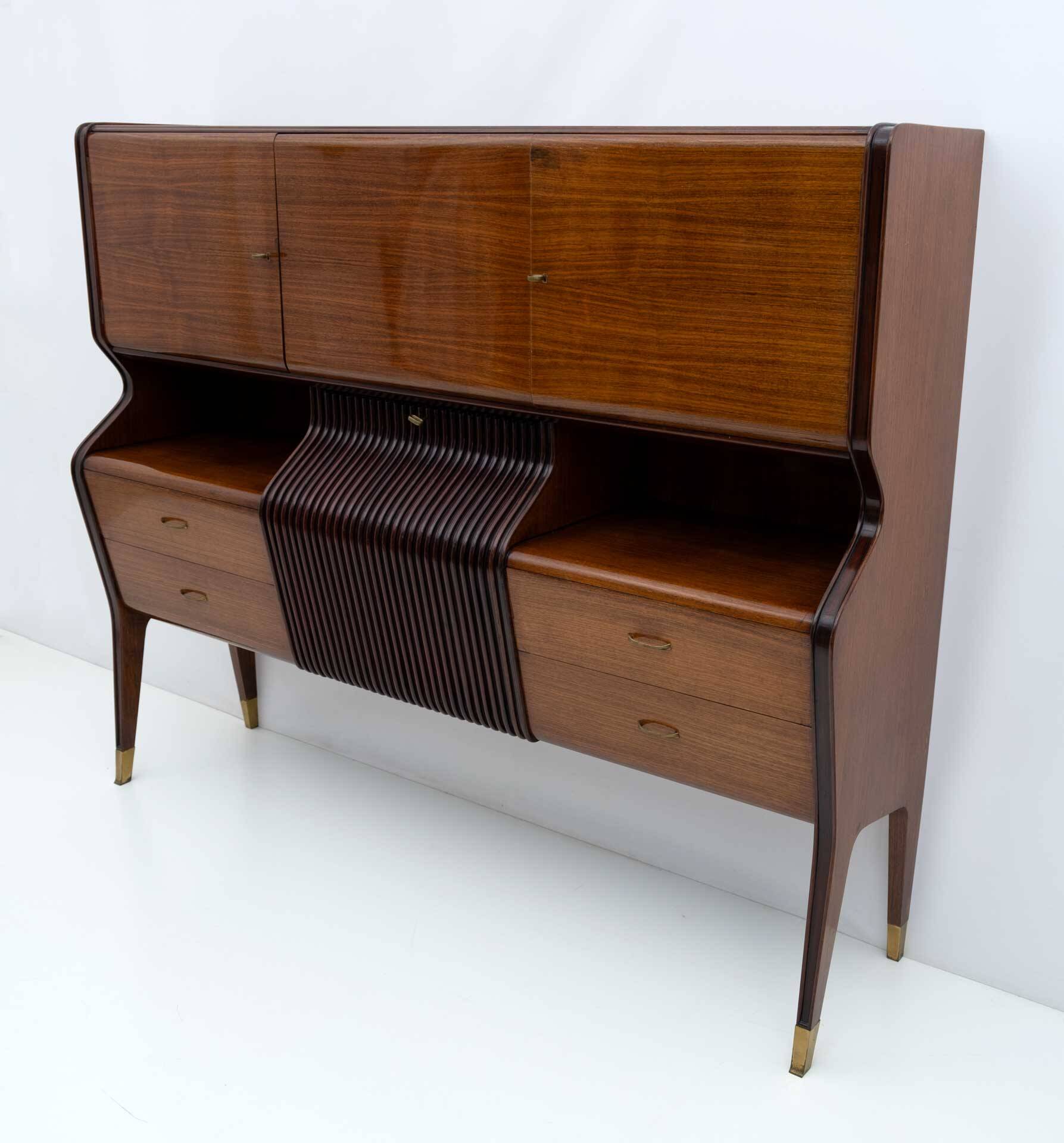 Osvaldo Borsani Mid-Century Modern Italian Sideboard with Bar Cabinet, 1950