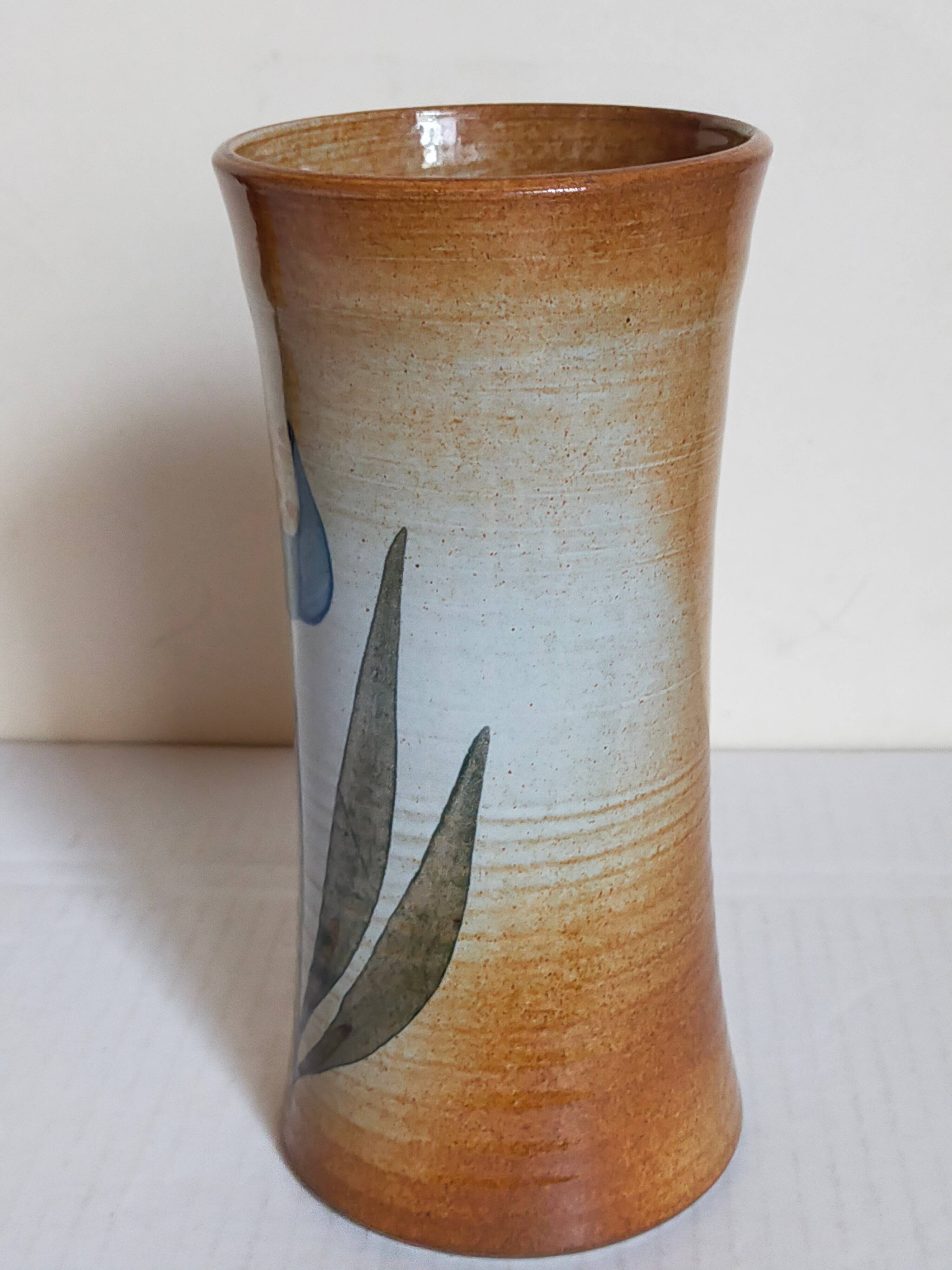 Vintage enameled stoneware potter's diabolo vase