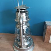 Lampe tempête métal patiné rétro galvanisée pétrole