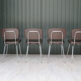 Set of 4 chairs in skaï and vintage chrome