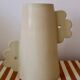 Abstract handmade ceramic vase with off-white matte floral design - daisy