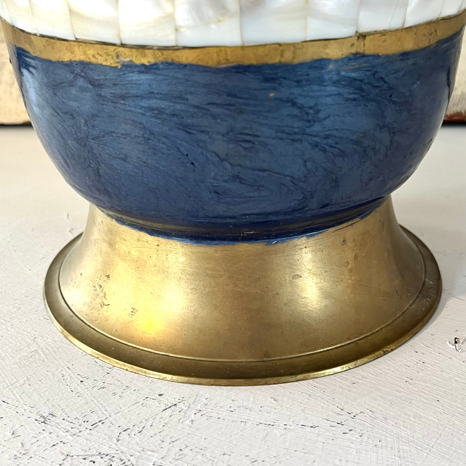 French Cloisonne cooler, Vintage Shell Inlay Barware Enamel Ice Bucket