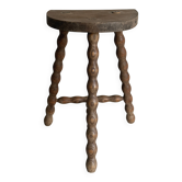 Tabouret tripode bois pieds tournés