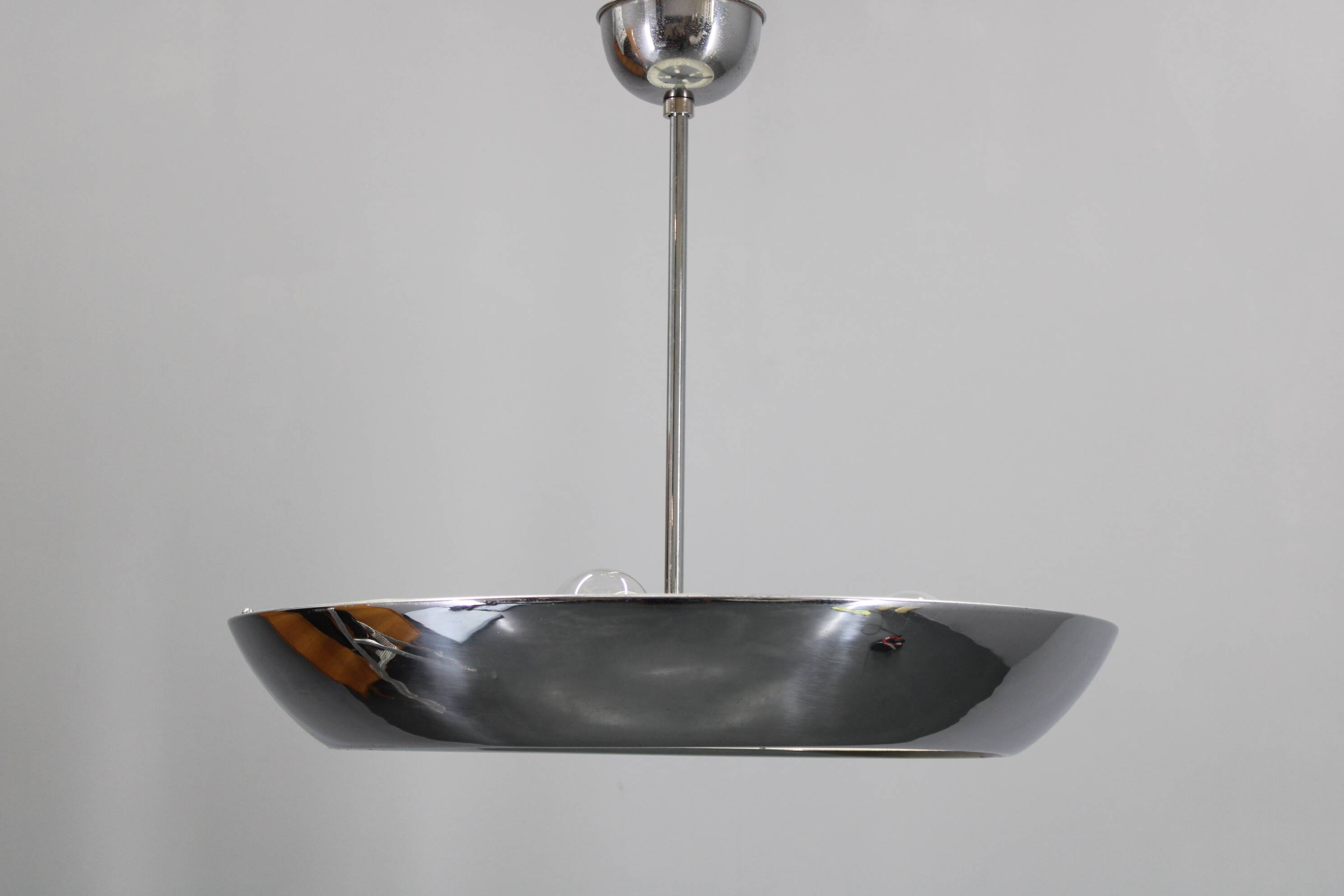 1930s Bauhaus chrome plated chandelier "UFO" by Josef Hurka for Napako