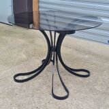 Space Age table in steel with smoked glass top, 1970