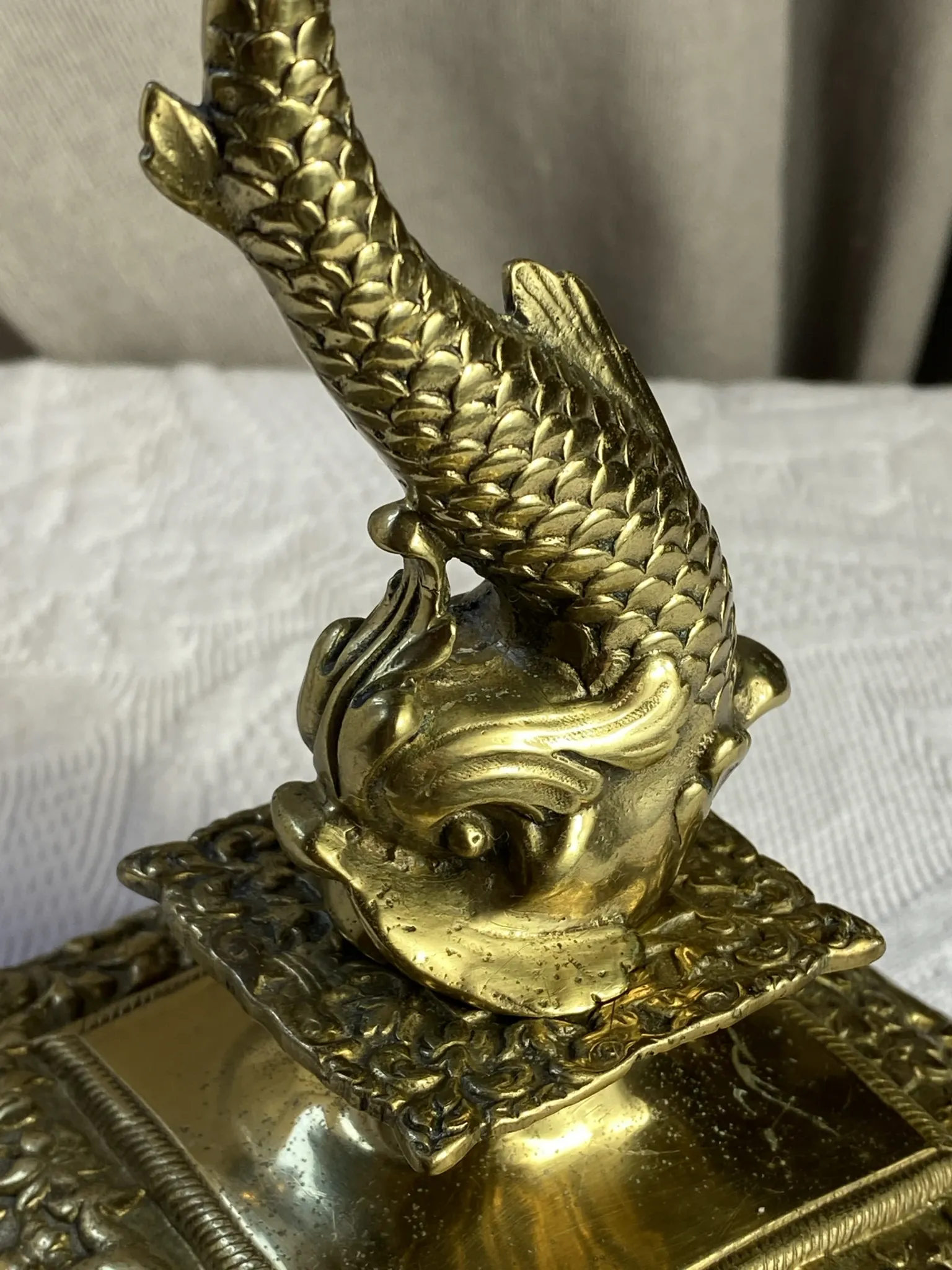 Bronze fish candlestick