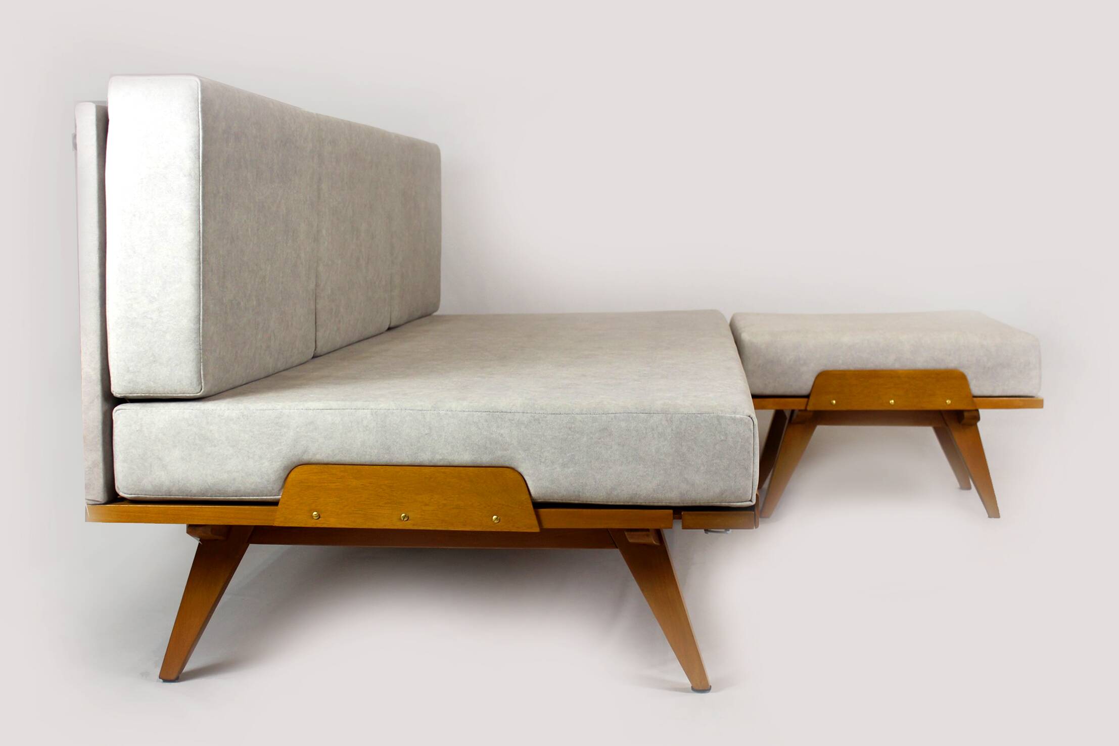 Restored Vintage Modular Corner Sofa Bed with Ottoman, 1960s