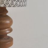 Wooden lamp with fabric shade
