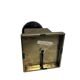 Vintage, metal base lamp with gold finish and black lacquer lampshade, circa 1970