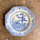 Octagonal deep plate from the Compagnie des Indes in blue porcelain