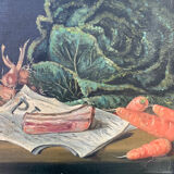 Still life with cabbage old painting
