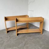 Lot of two Sornay beech shelves
