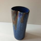 Ceramic vase with blue cover Signed Jean CACHELEUX (Puisaye)