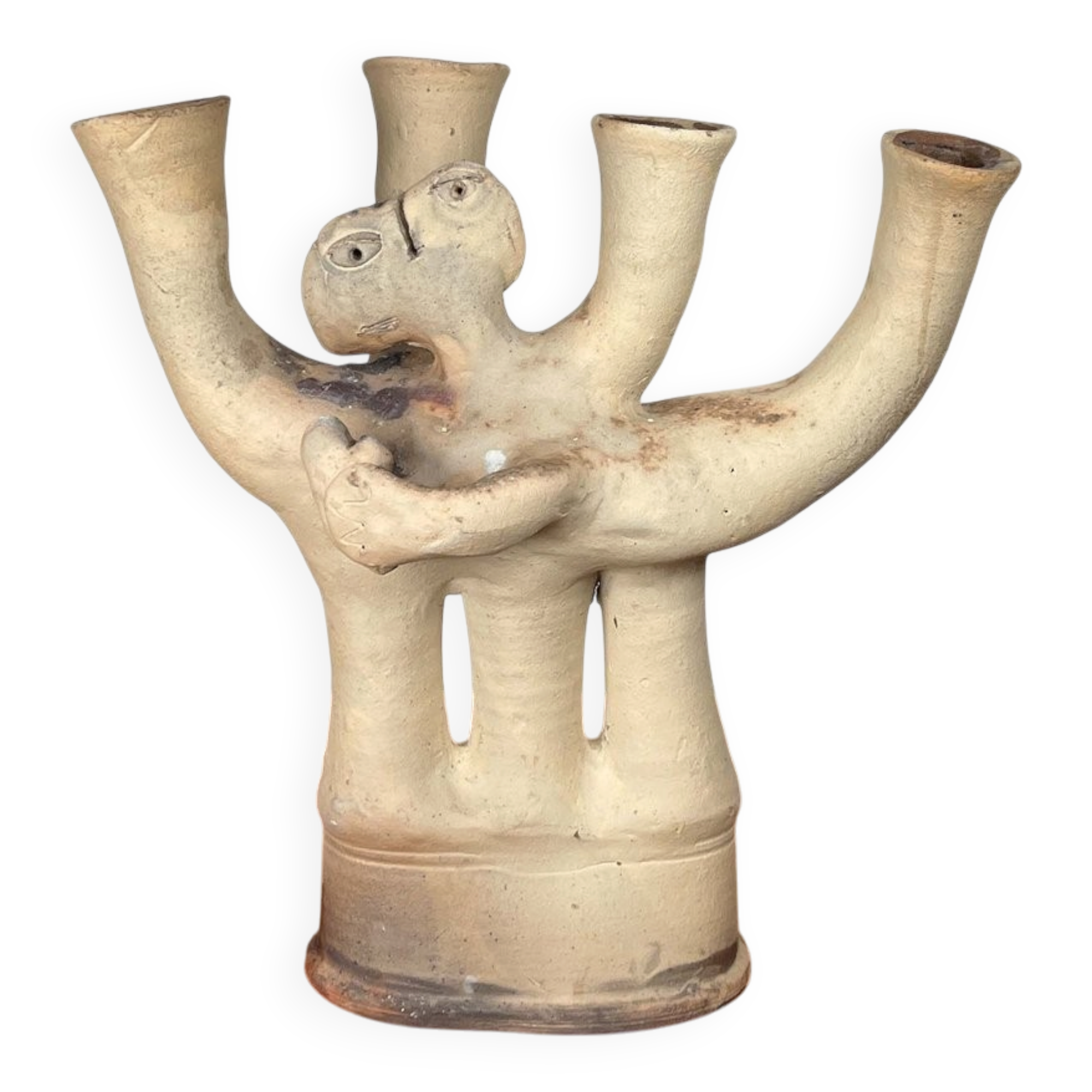 German Studio Pottery Sculptural Candleholder from Hans Fischer, 1980s