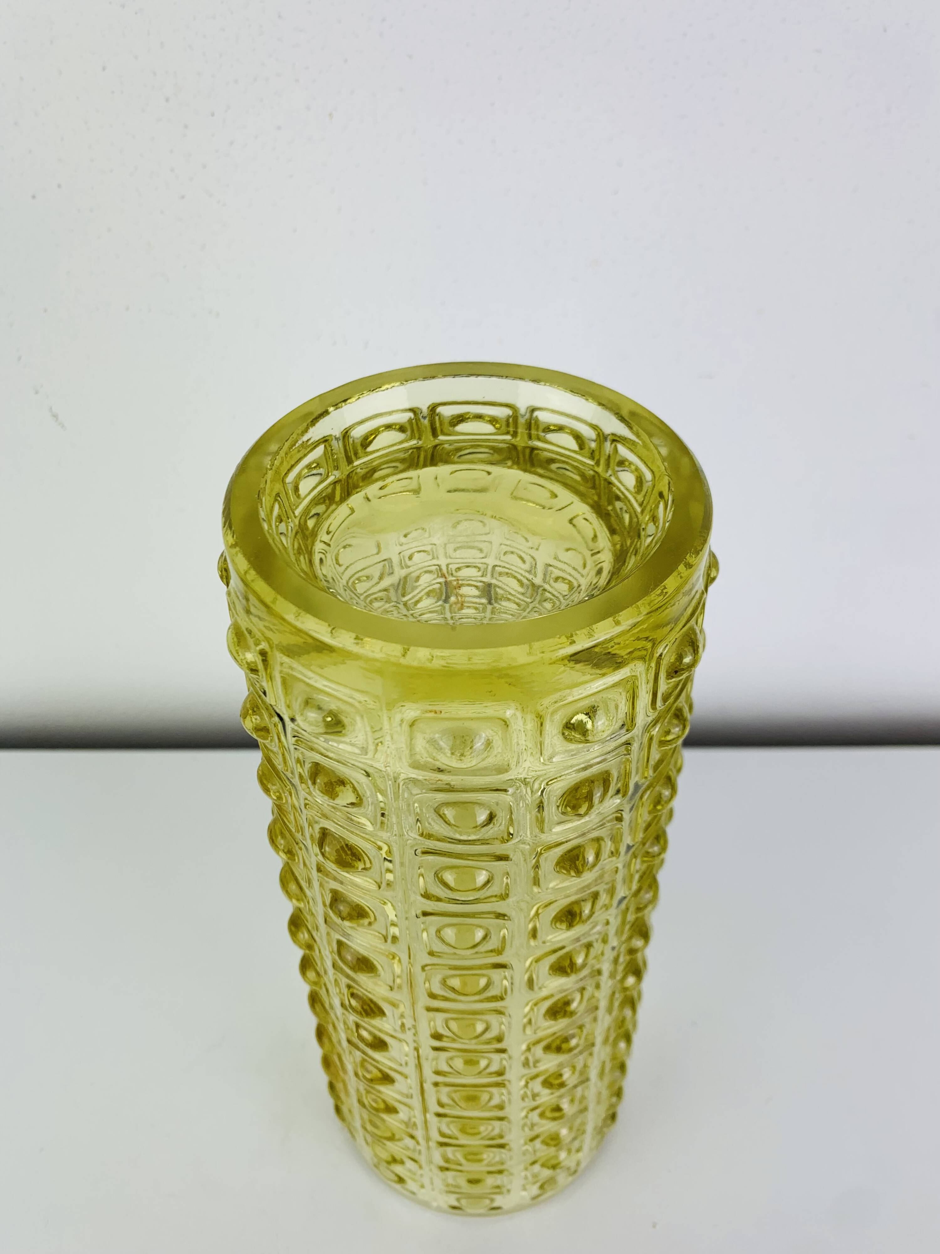 Yellow glass vase by Rudolf Jurnikl for Sklo Union, 1960s