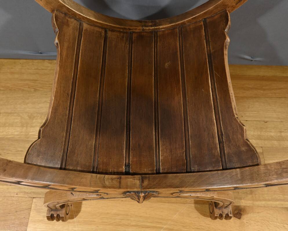 Dagobert Walnut Armchair, Medieval Style – Late 19th Century
