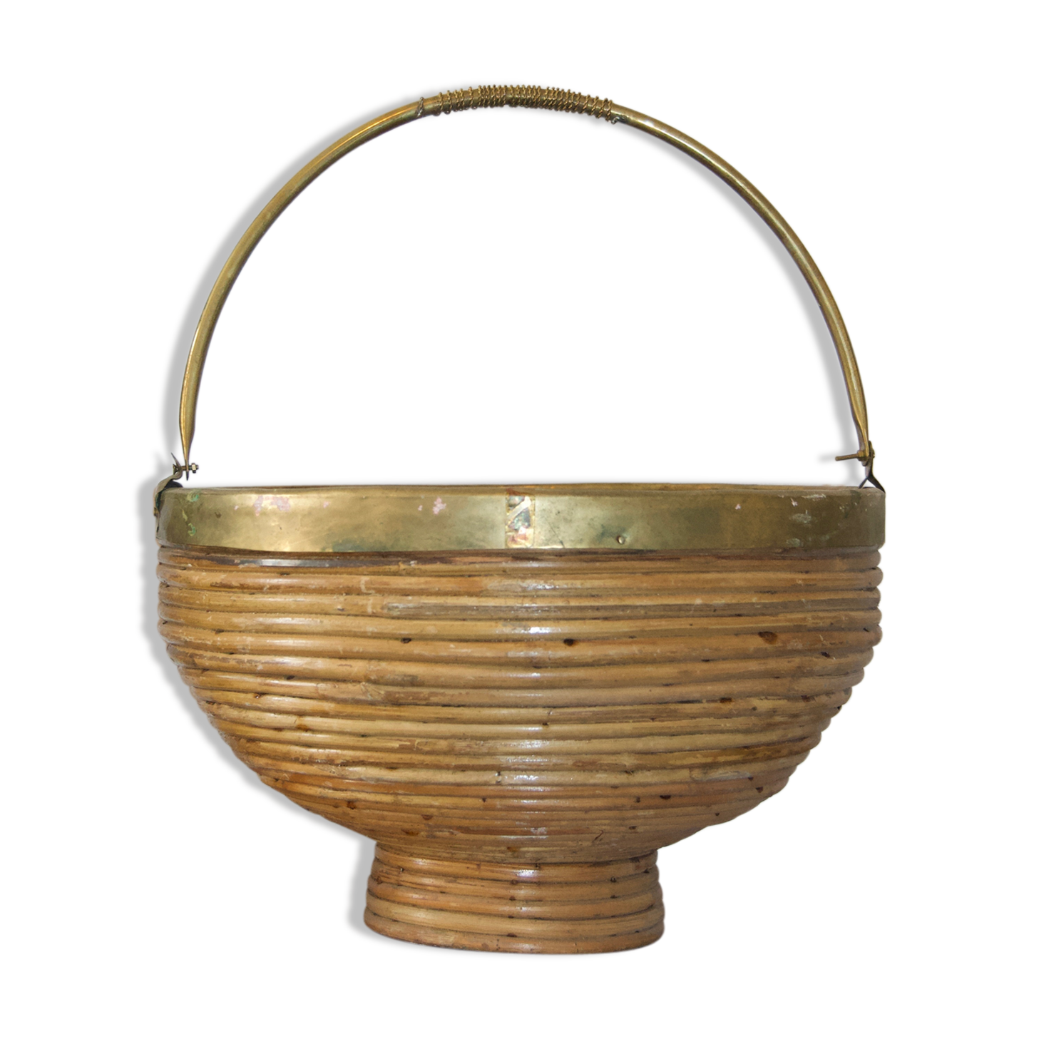 Copper round rattan basket