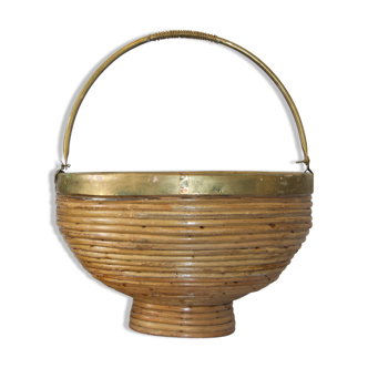 Copper round rattan basket