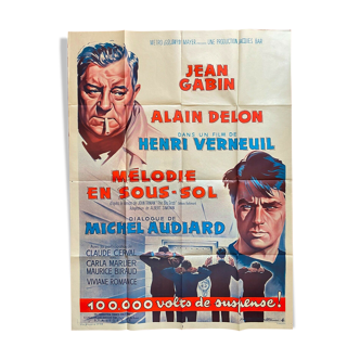 Affiche cinéma "Mélodie en sous-sol" Jean Gabin, Alain Delon 120x160cm 1968