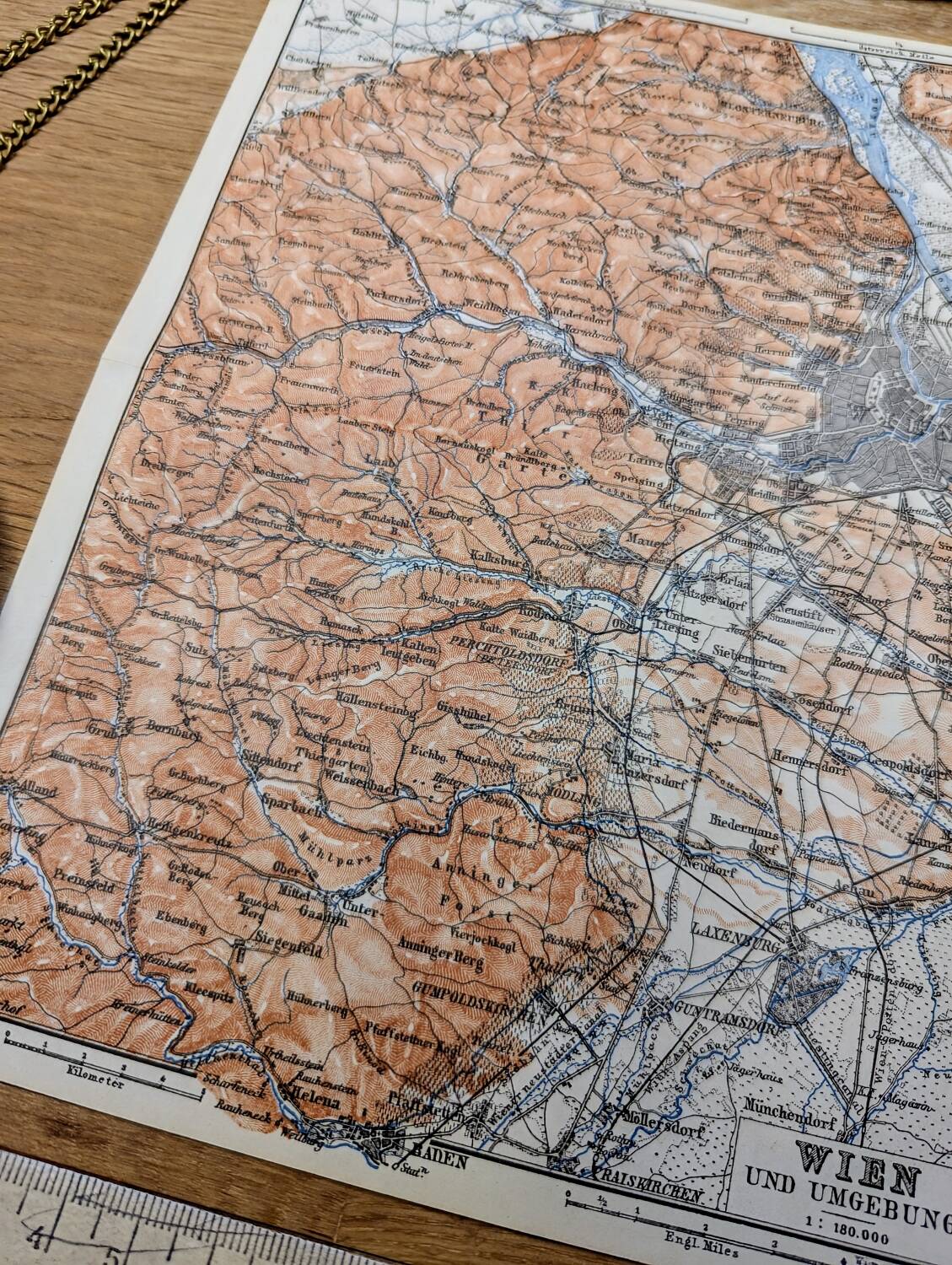 Imprimée en 1890, carte de Vienne, Autriche.