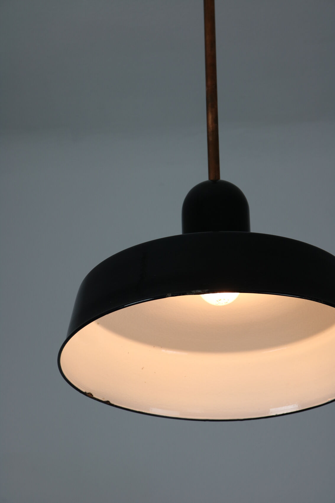 Black industrial enamel pendant light Vintage from Emo, 1960s