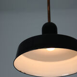 Black industrial enamel pendant light Vintage from Emo, 1960s