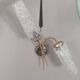 Set of 2 vintage 2-spoke wall lamps in gilded metal and diamond textured tulip glass