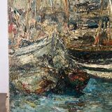 Mediterranean port, oil on canvas knife technique