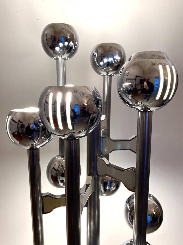 Lampadaire Space Age chromé, Italie 1970