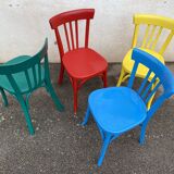 Set of 4 multicolored bistro chairs