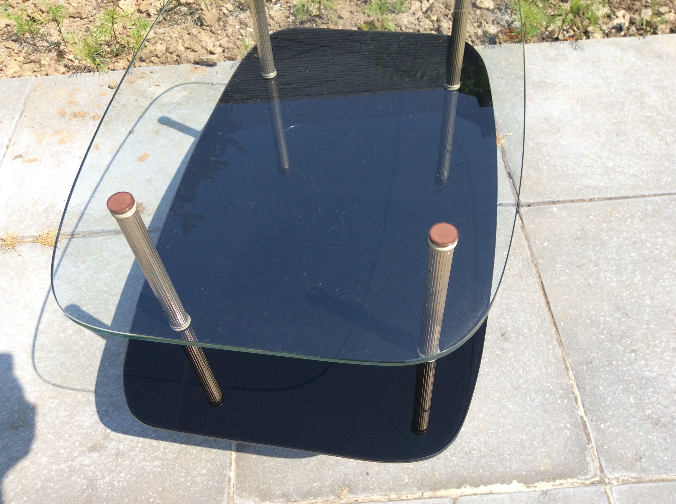 Glass and brass coffee table