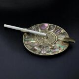 Abalone shell & alpaca ashtray, Mexico, circa 1970s