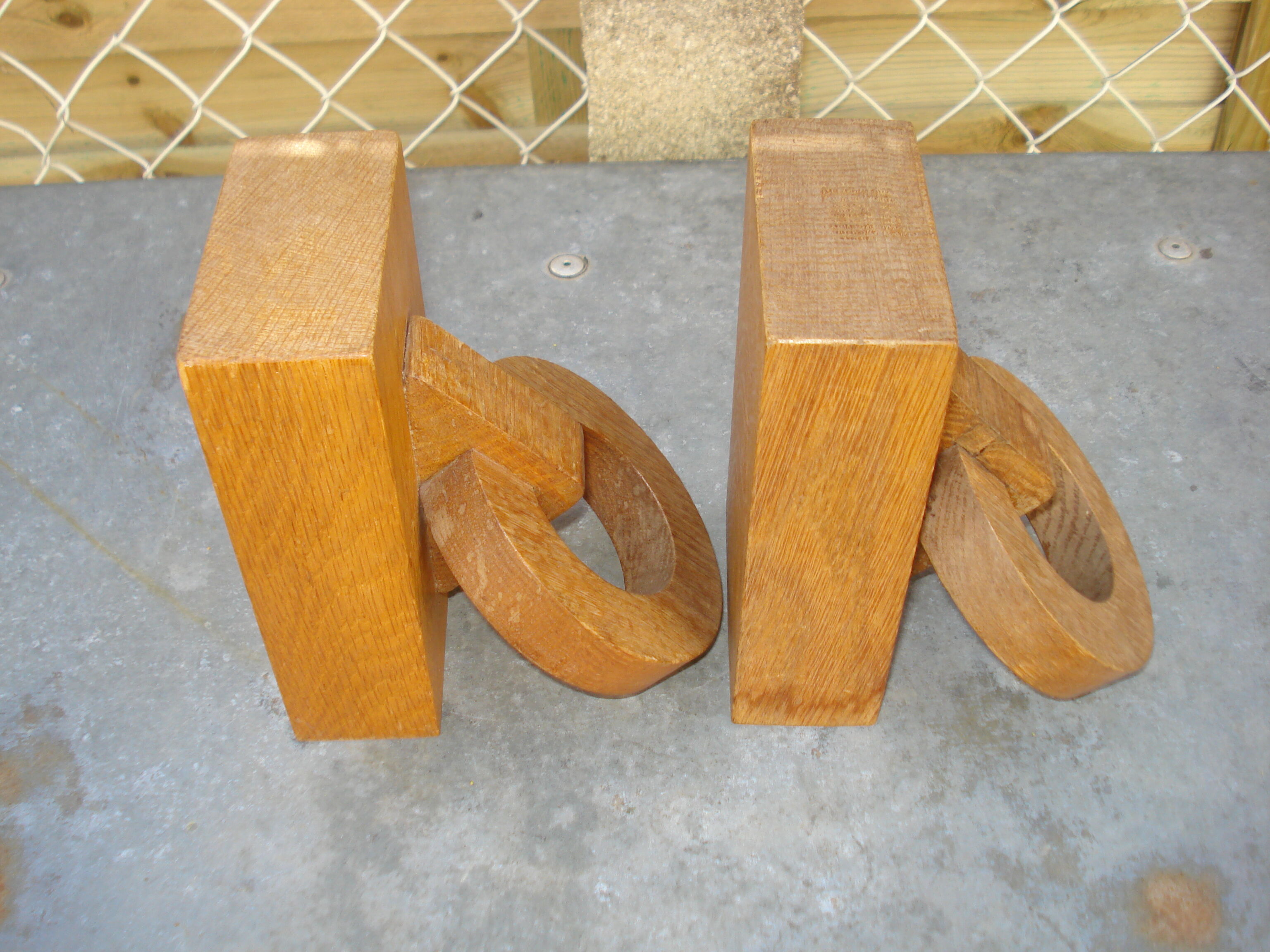 Pair of wooden books with oak rings Jacques ADNET 40s