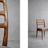 Vintage Mid-Century Danish Modern Elegant Teak & Grey Fabric Chairs, 1960s